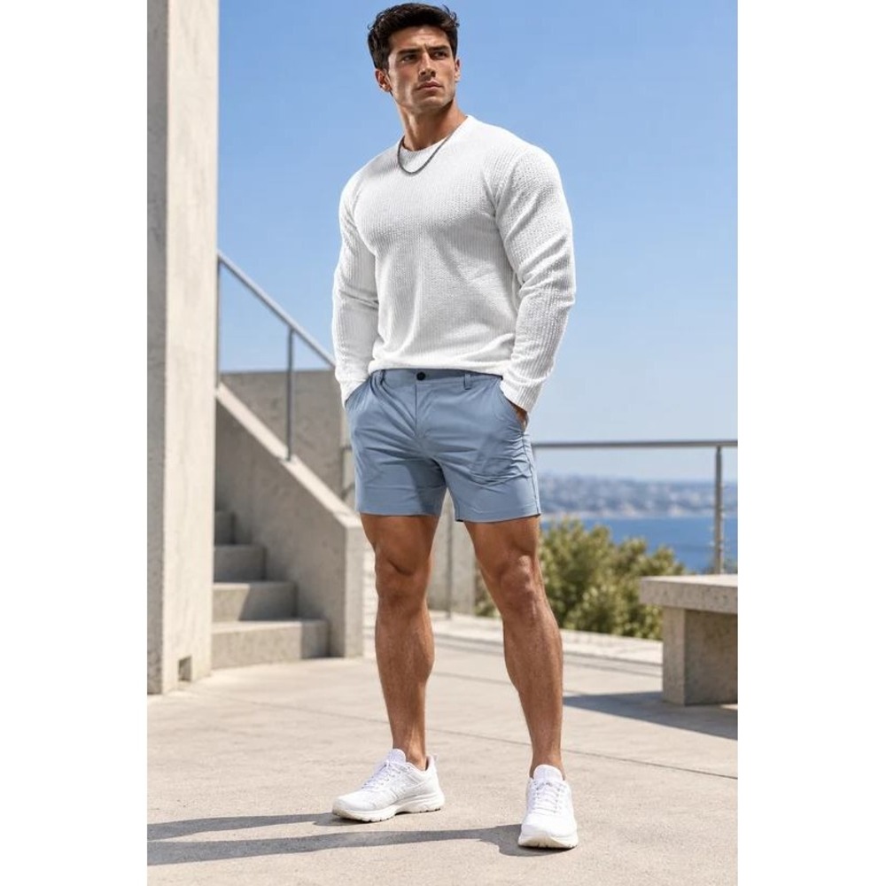 AHA SELECTED Textured Grid Muscle Fit Long Sleeve Shirt White XL